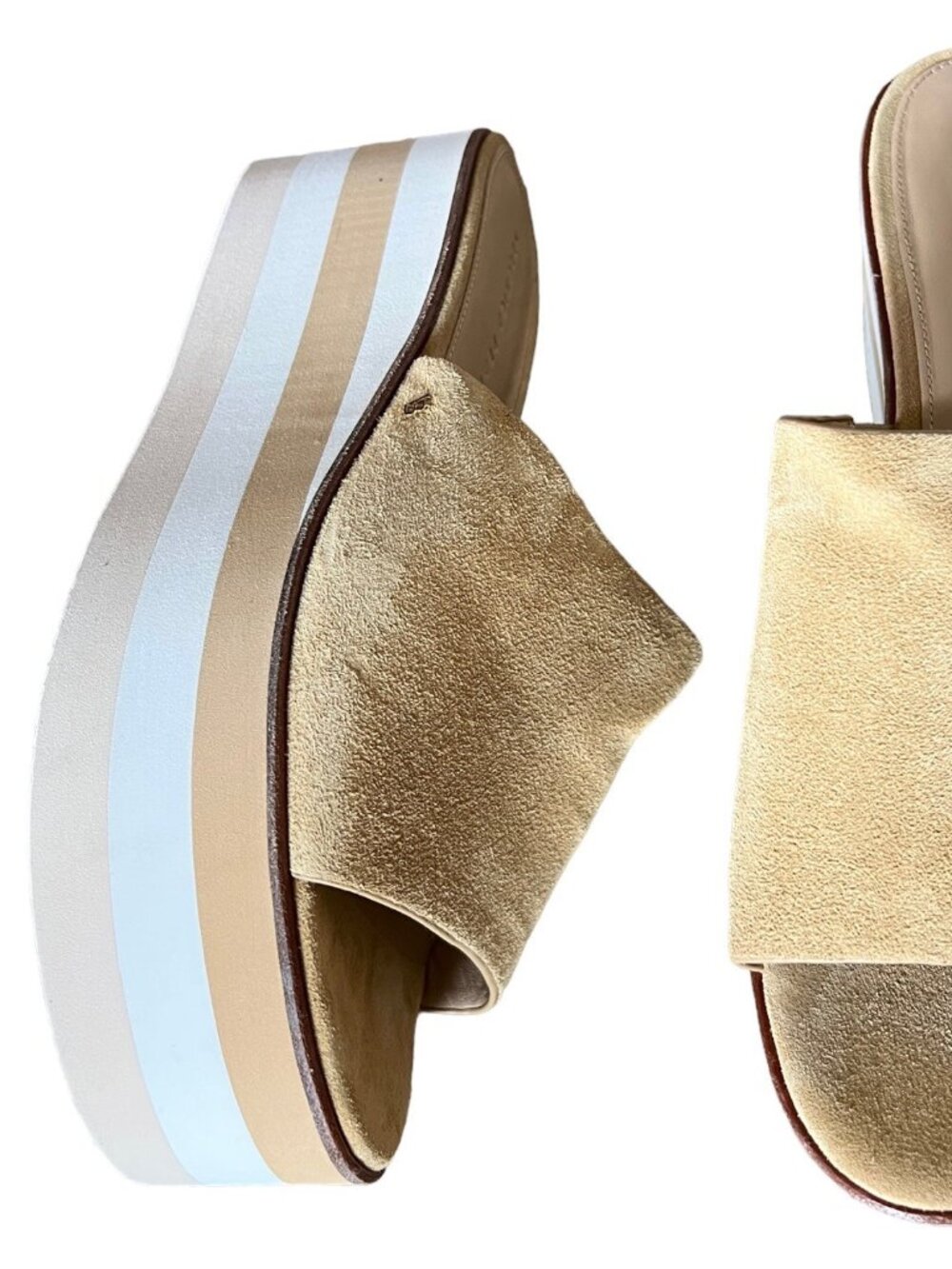 NEW Veronica Beard Eunise Platform Slides Size 11 Tan Suede